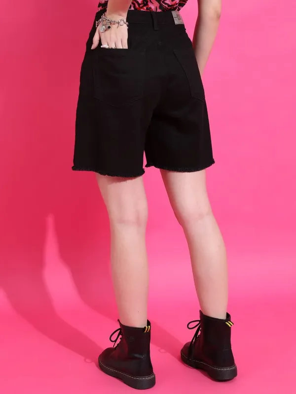  Tokyo Talkies Women Black Regular Fit Shorts