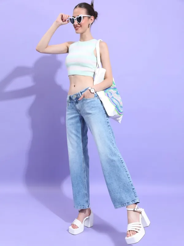 Tokyo Talkies Women Blue Bootcut Stretchable Jeans
