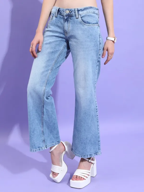 Tokyo Talkies Women Blue Bootcut Stretchable Jeans