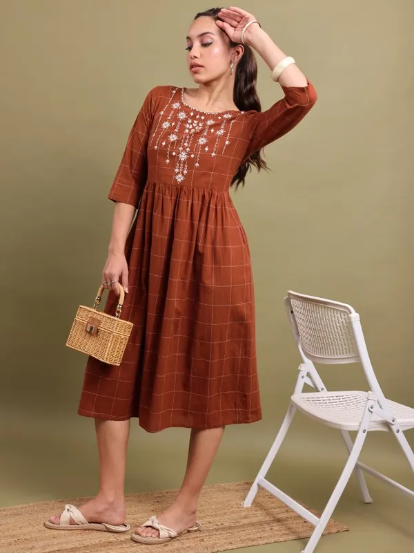 Embroidered A-Line Dress