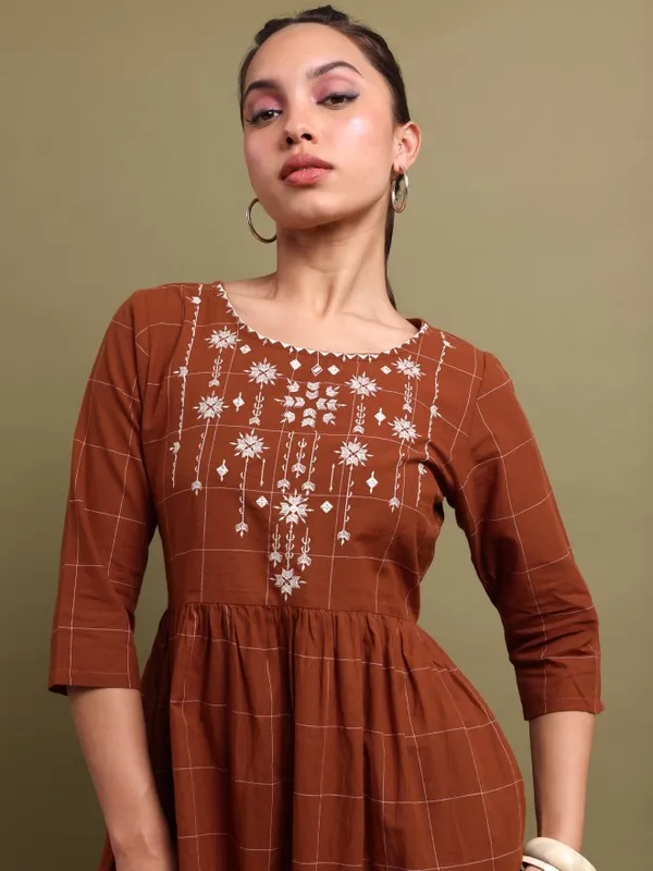 Embroidered A-Line Dress