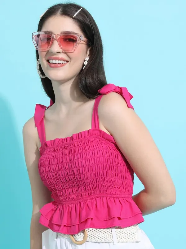  Tokyo Talkies Women Pink Solid Regular Tops