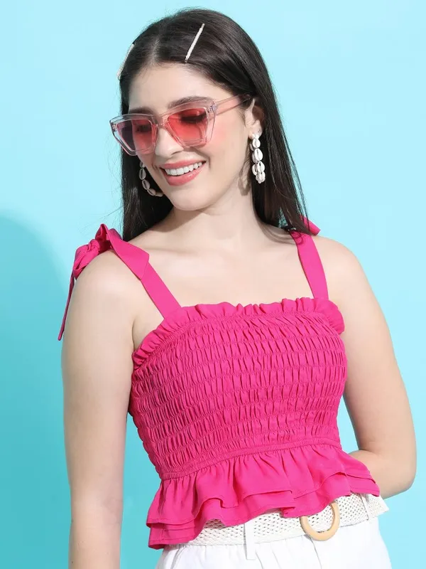  Tokyo Talkies Women Pink Solid Regular Tops