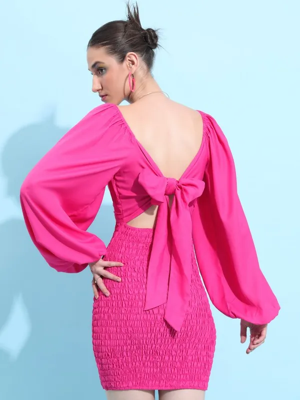 Tokyo Talkies Women Pink Solid Bodycon Dress