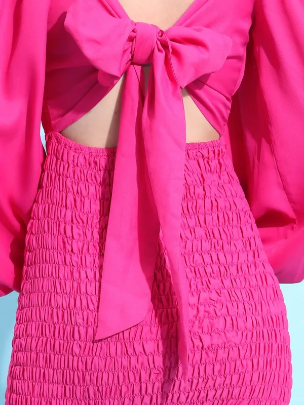 Tokyo Talkies Women Pink Solid Bodycon Dress