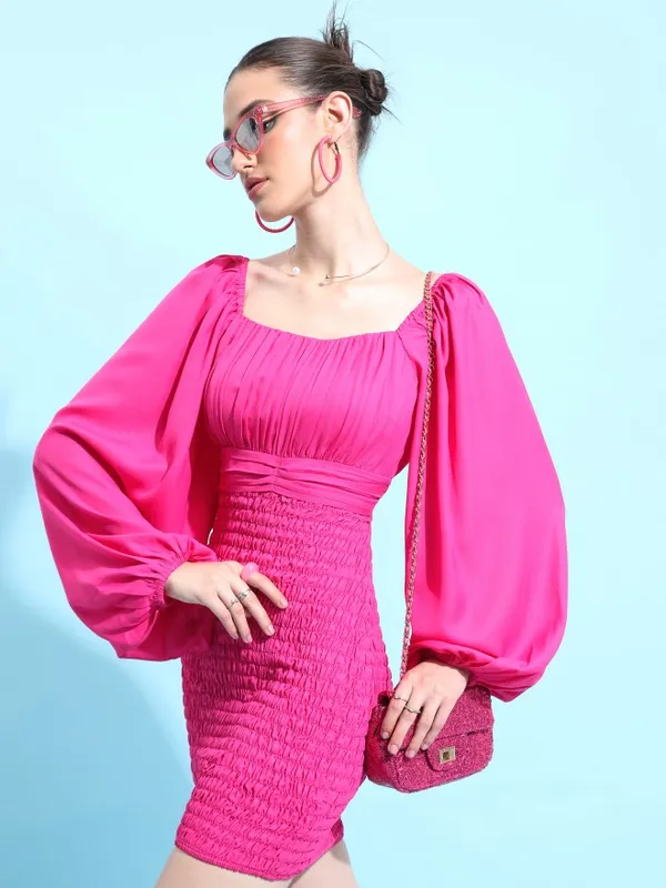  Tokyo Talkies Women Pink Solid Bodycon Dresses