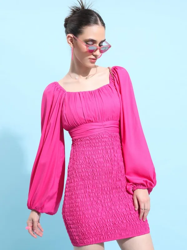  Tokyo Talkies Women Pink Solid Bodycon Dresses