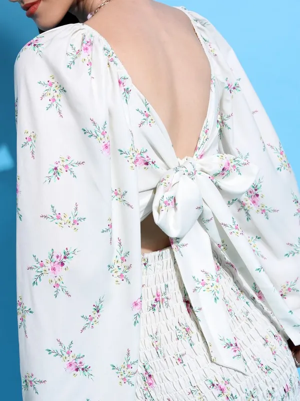 Tokyo Talkies Women Off White Printed Bodycon Dress