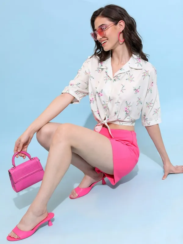  Tokyo Talkies Women Off White Printed Casual Shirts