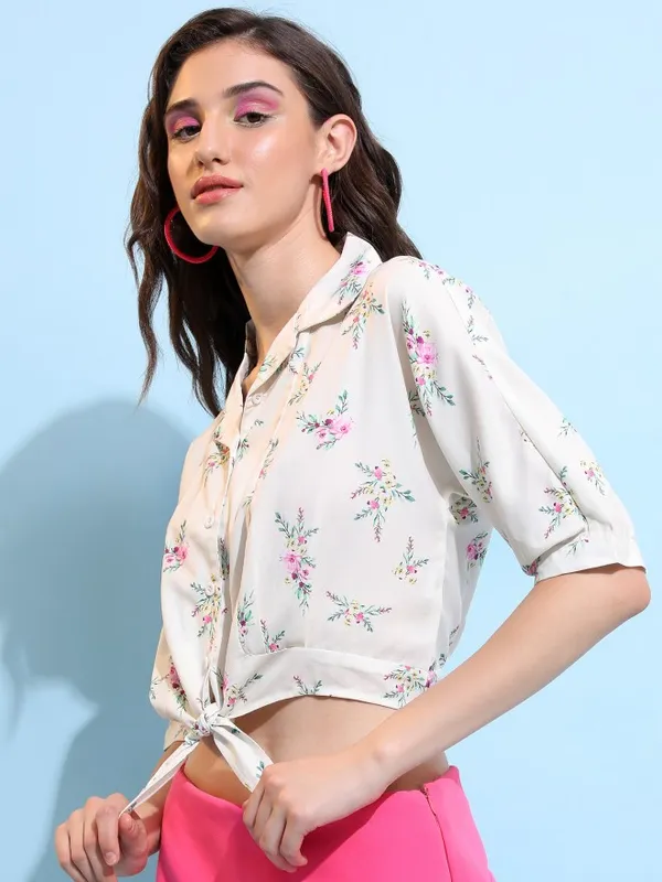  Tokyo Talkies Women Off White Printed Casual Shirts