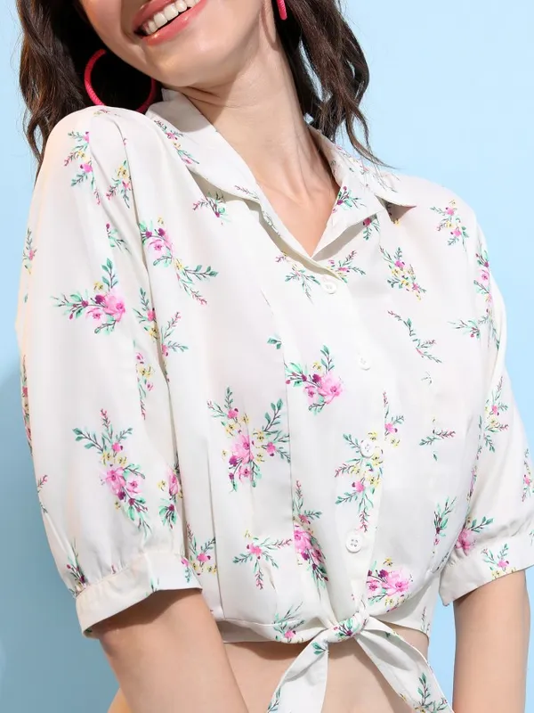  Tokyo Talkies Women Off White Printed Casual Shirts
