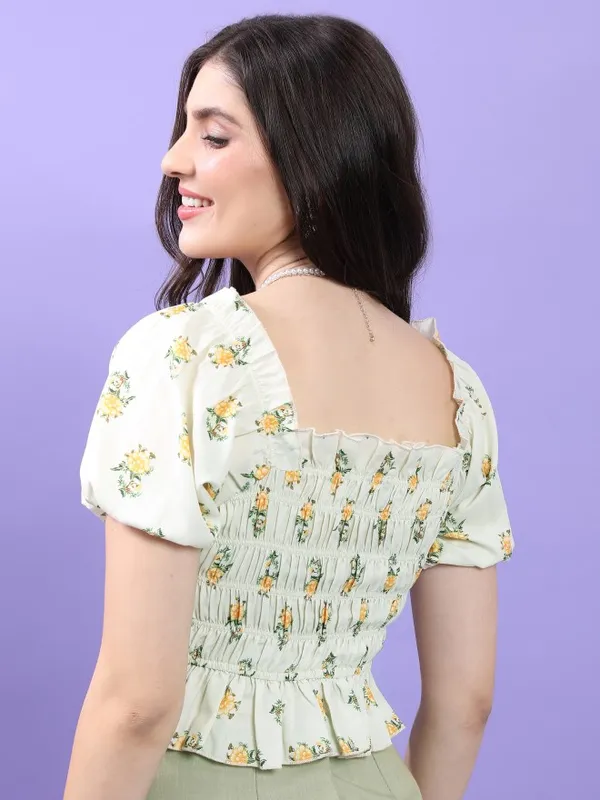  Tokyo Talkies Women White Printed Regular Tops