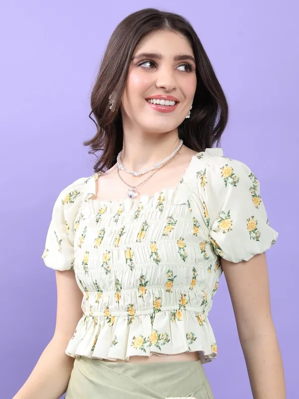  Tokyo Talkies Women White Printed Regular Tops
