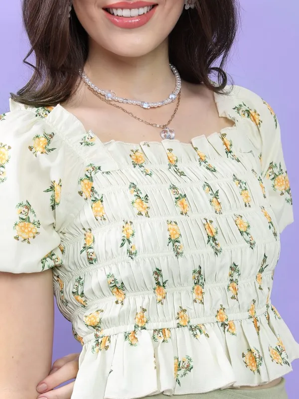  Tokyo Talkies Women White Printed Regular Tops
