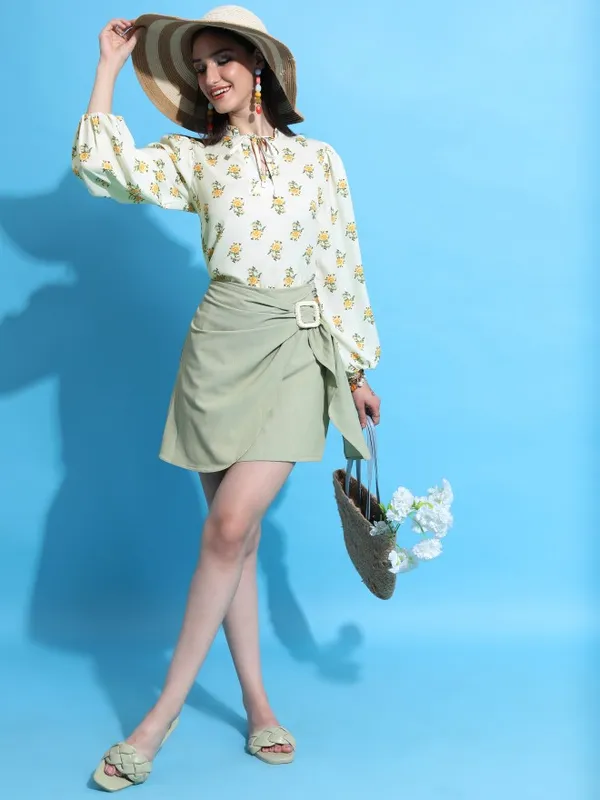  Tokyo Talkies Women White Printed Regular Tops