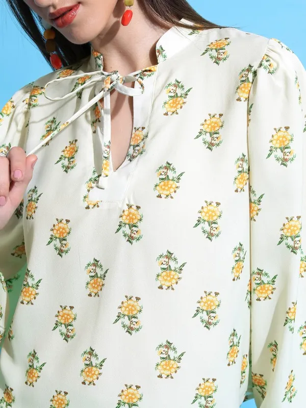  Tokyo Talkies Women White Printed Regular Tops