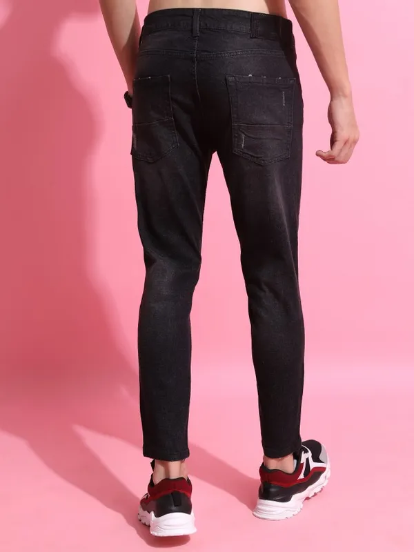  Highlander Men Charcoal Super Skinny Fit Highly Distressed Jeans
