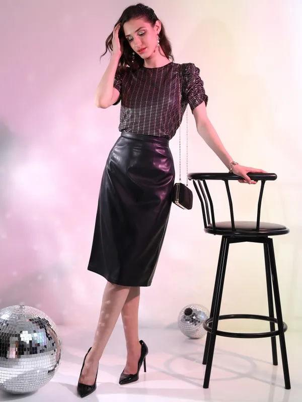 Tokyo Talkies Women Black Printed Styled Back Top