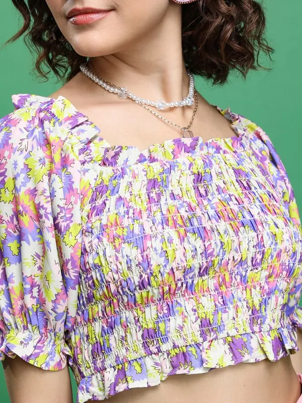Printed Bardot Top