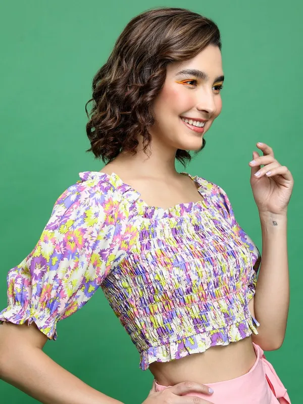 Printed Bardot Top
