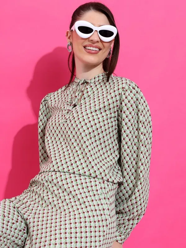  Ketch Women Green Printed Casual Shirts