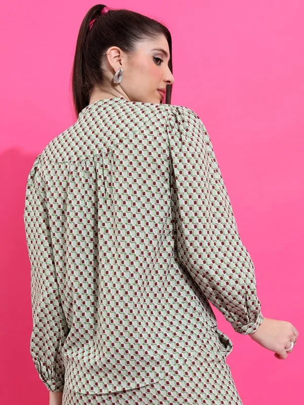  Ketch Women Green Printed Casual Shirts