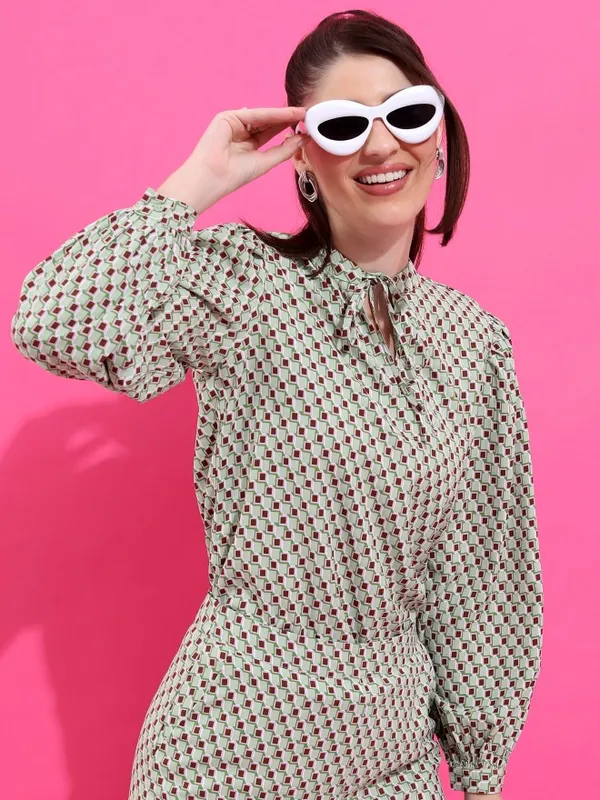  Ketch Women Green Printed Casual Shirts