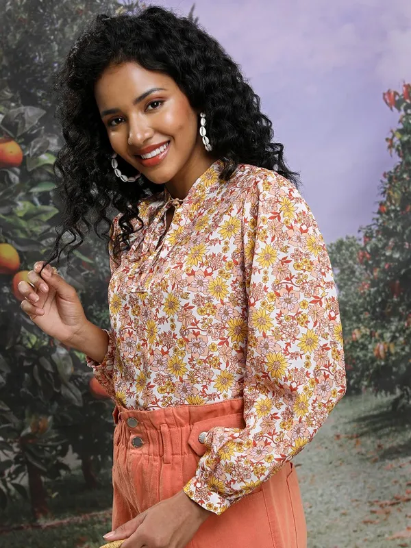  Ketch Women Yellow Printed Casual Shirts