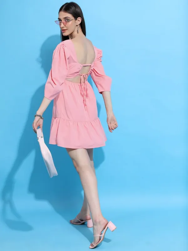  Tokyo Talkies Women Pink Solid Fit And Flare Dresses