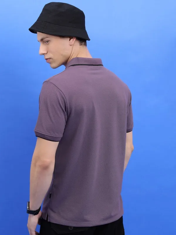Solid Polo Collar T-Shirt