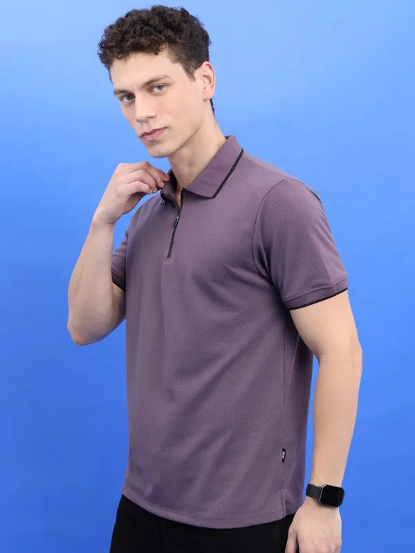 Solid Polo Collar T-Shirt