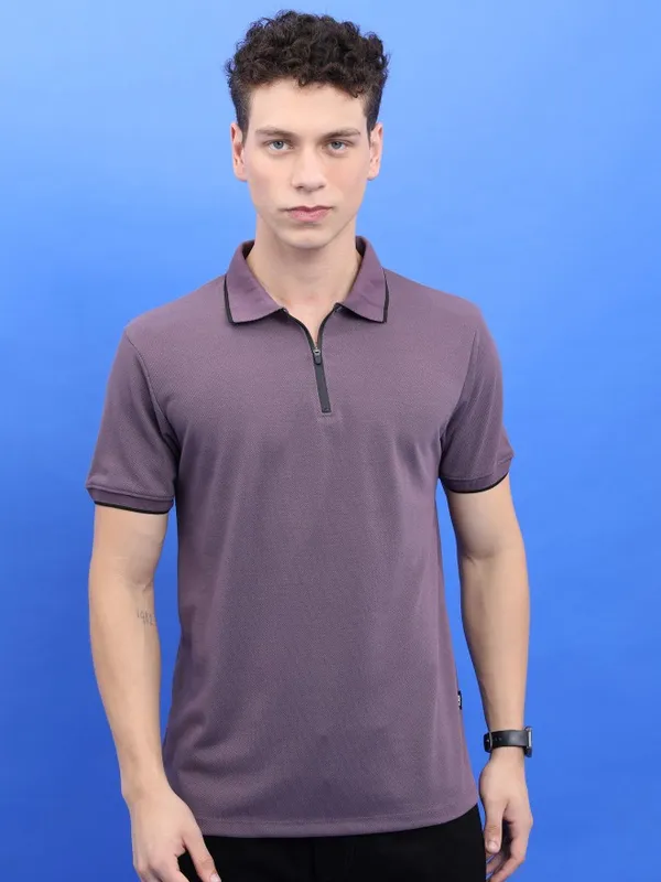 Solid Polo Collar T-Shirt