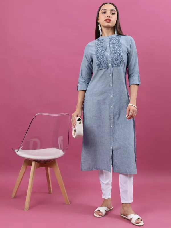 Woven Design Straight Kurta