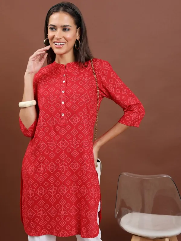  Vishudh Women Red Printed Tunics