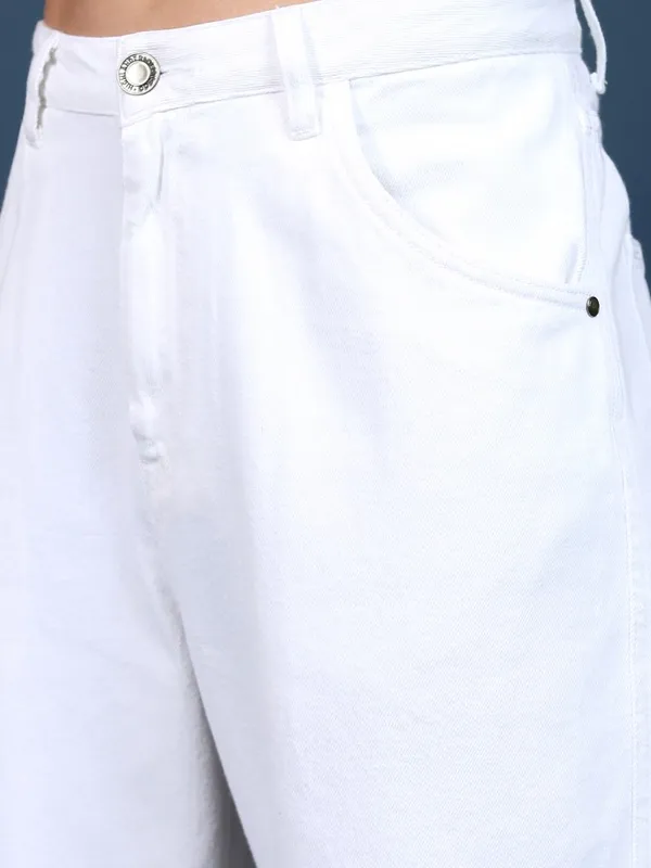  Highlander Men White Straight Fit Clean Look Jeans