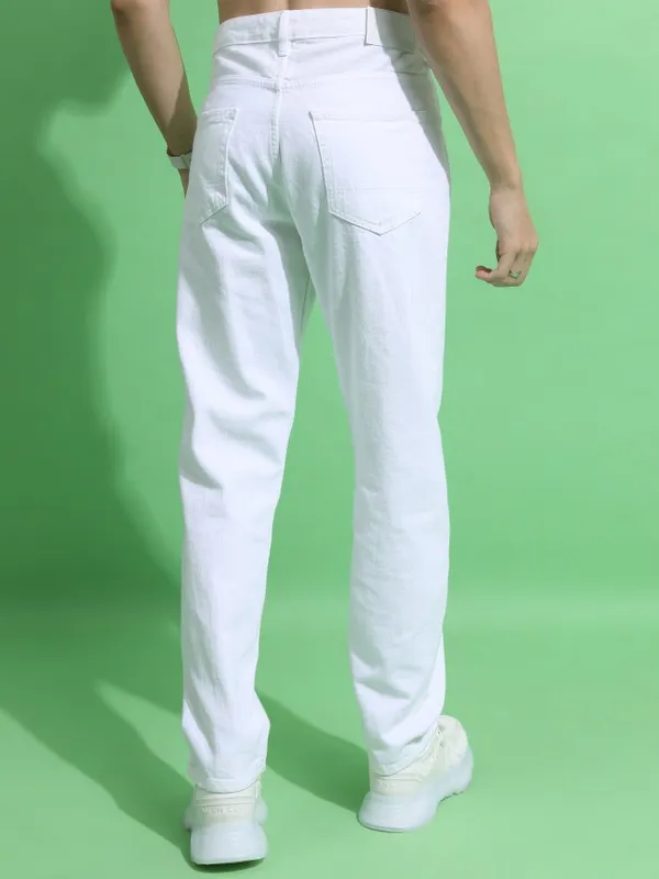  Highlander Men White Straight Fit Clean Look Jeans