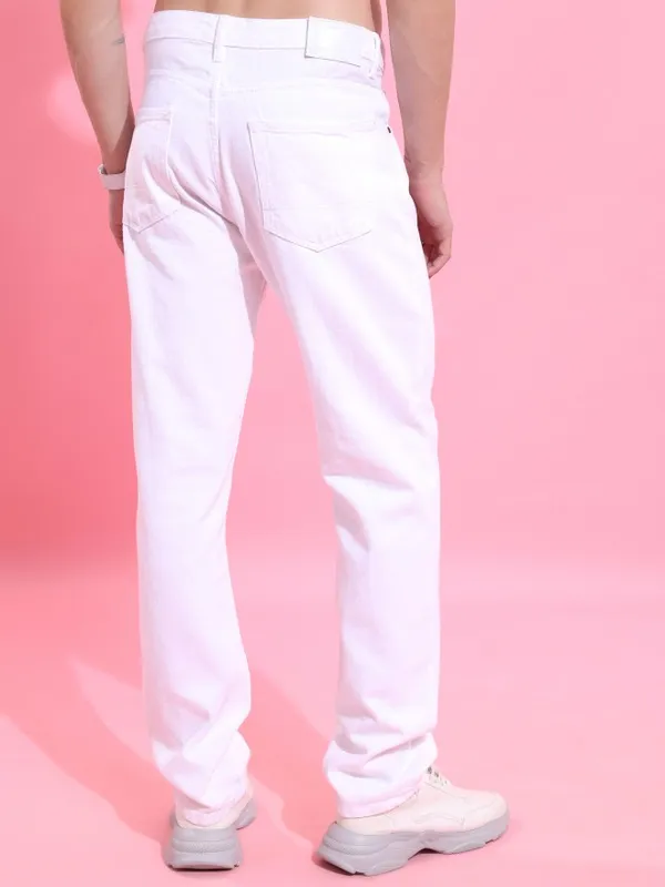  Highlander Men White Straight Fit Clean Look Jeans