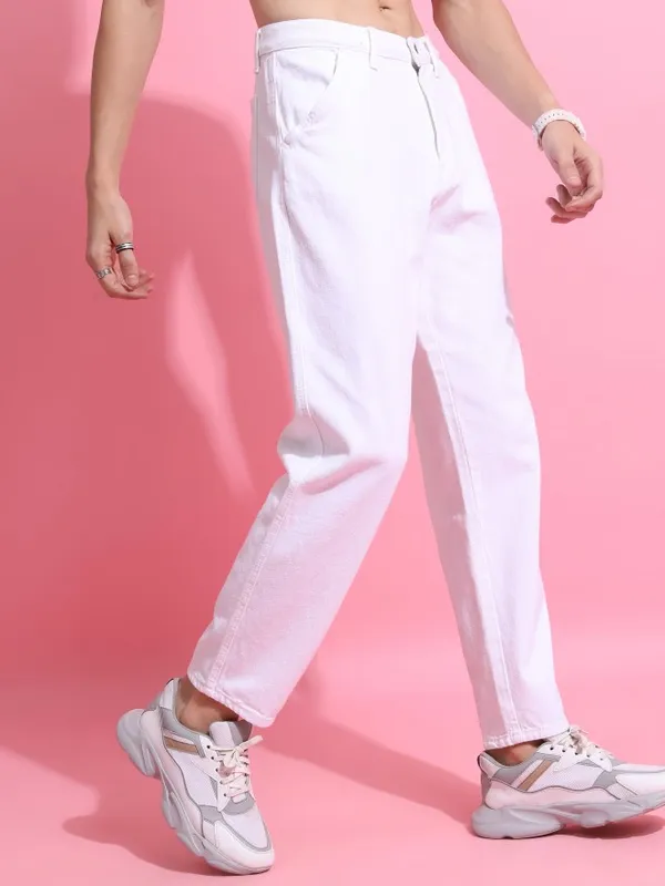  Highlander Men White Loose Fit Clean Look Jeans