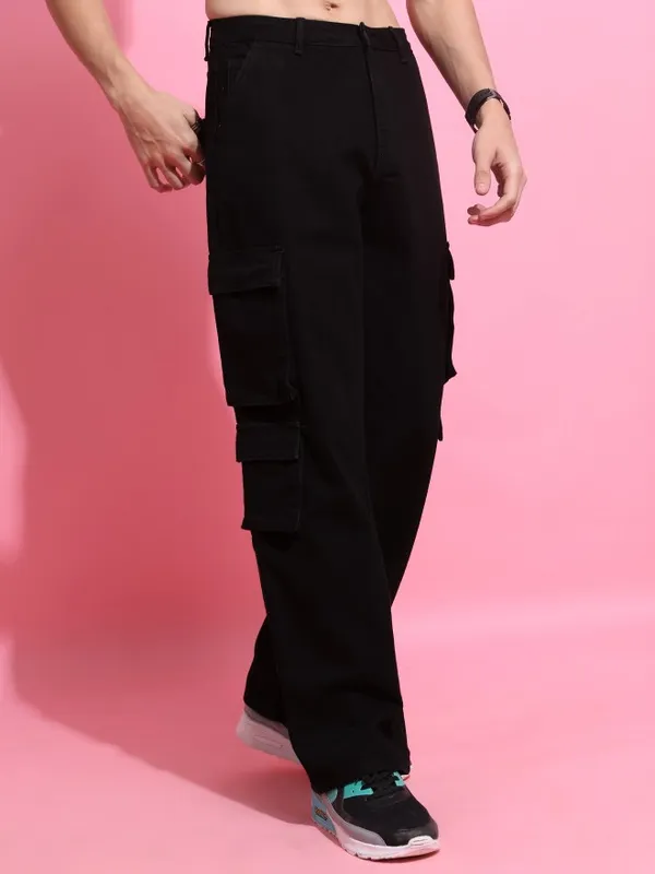 Highlander Men Black Straight Fit Clean Look Jeans