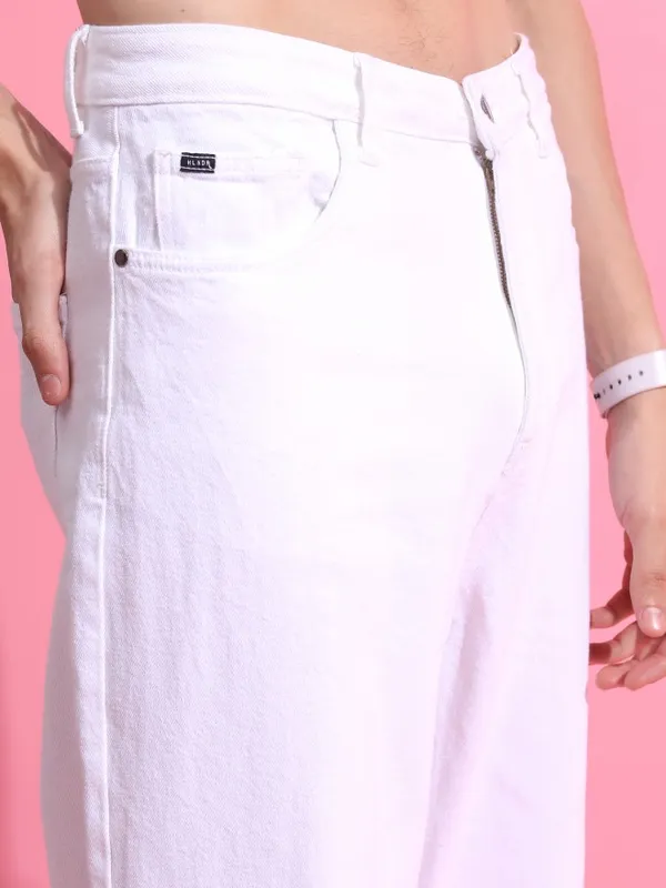  Highlander Men White Loose Fit Clean Look Jeans