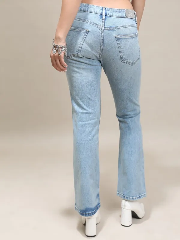 Tokyo Talkies Women Blue Bootcut Highly Distressed Stretchable Jeans
