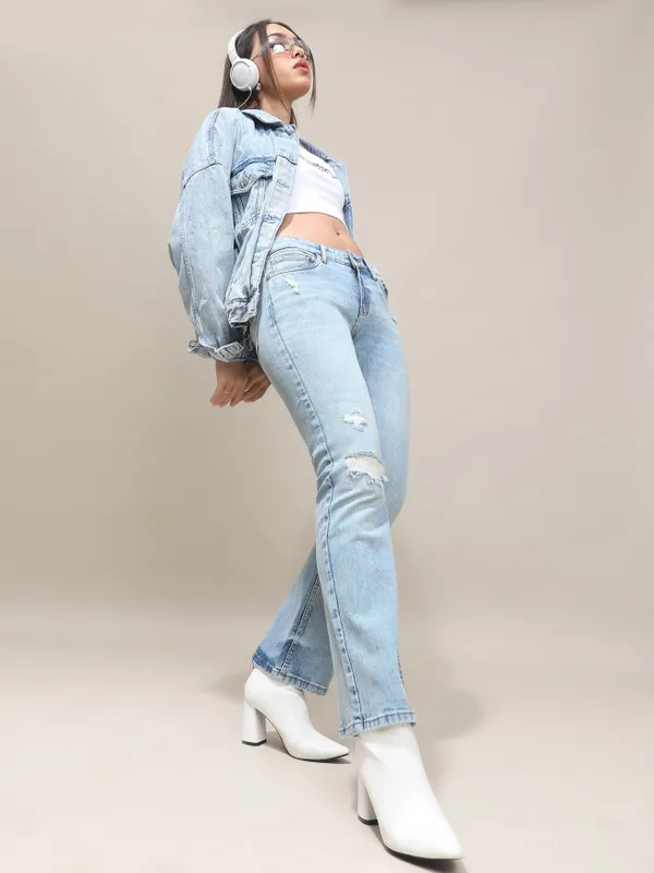  Tokyo Talkies Women Blue Bootcut Highly Distressed Jeans