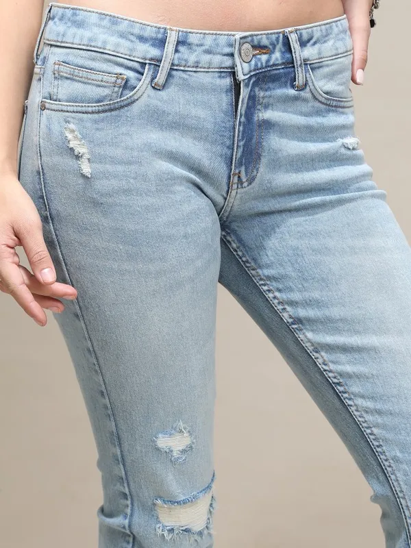 Tokyo Talkies Women Blue Bootcut Highly Distressed Jeans