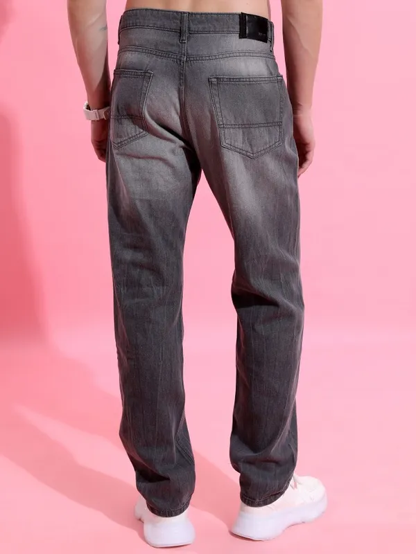  Highlander Men Grey Straight Fit Highly Distressed Jeans