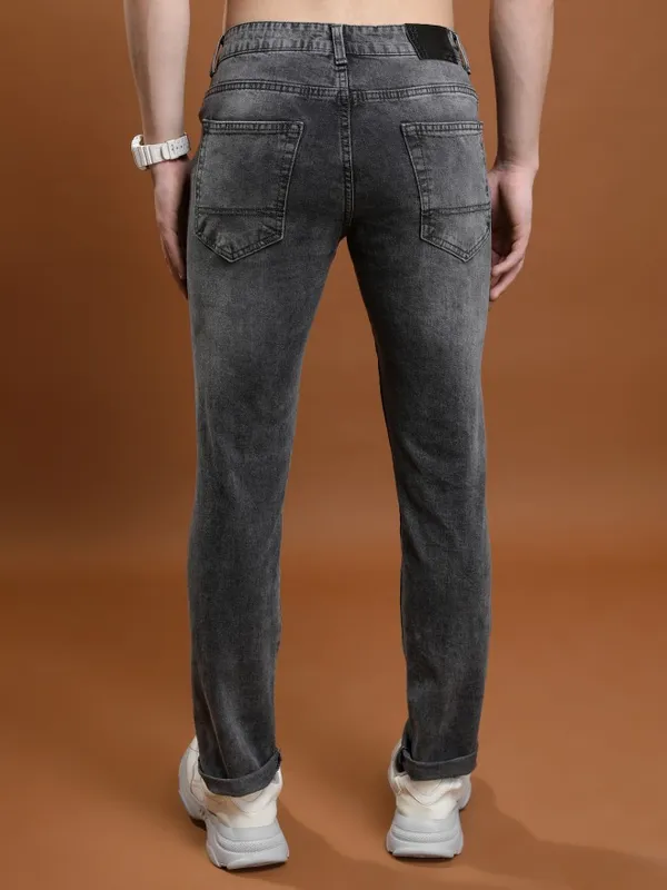  Highlander Men Grey Slim Fit Highly Distressed Jeans