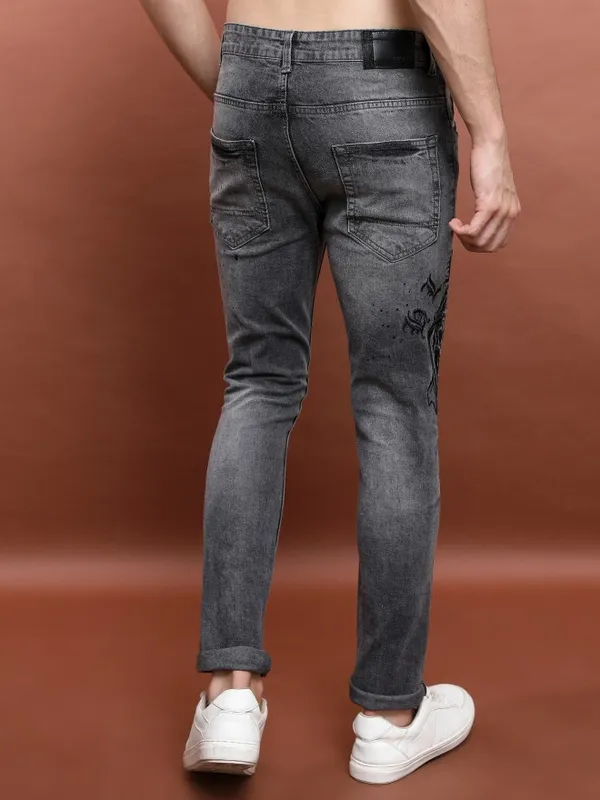  Highlander Men Grey Slim Fit Highly Distressed Jeans