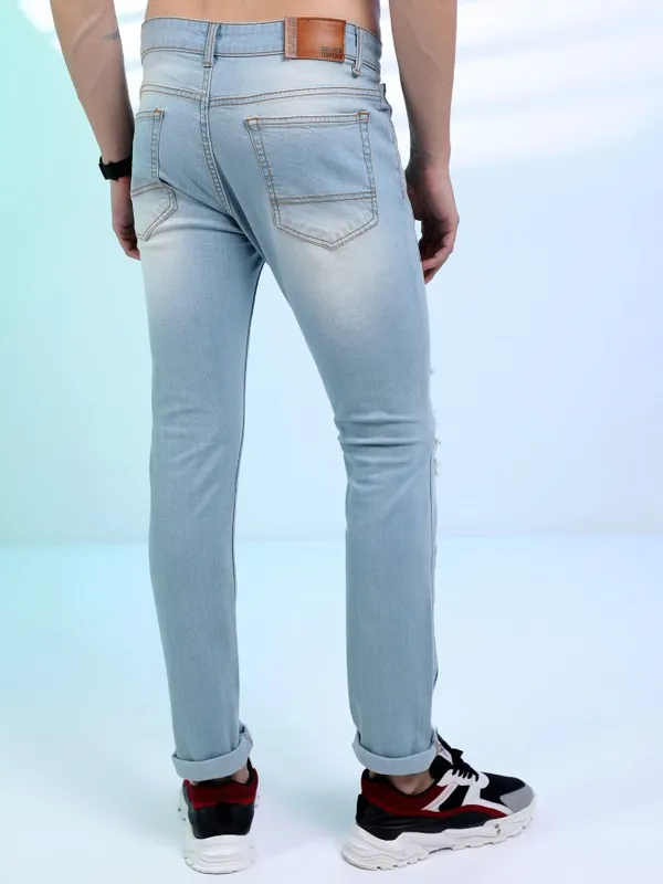  Highlander Men Blue Slim Fit Highly Distressed Jeans