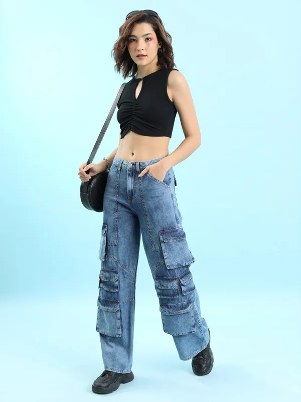  Tokyo Talkies Women Black Solid Fitted Tops