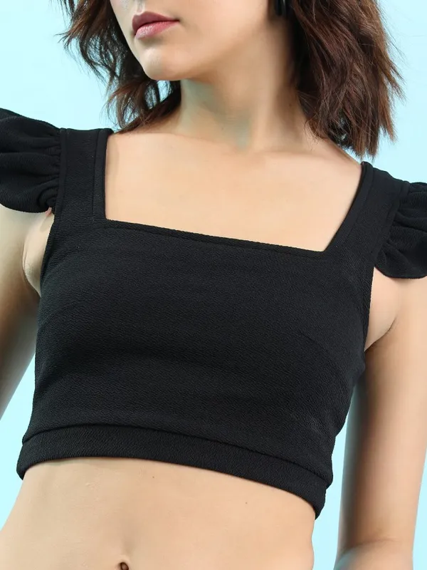  Tokyo Talkies Women Black Solid Fitted Tops