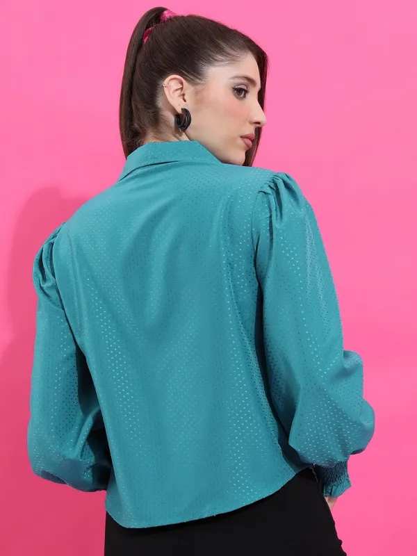 Ketch Women Teal Solid Casual Shirts
